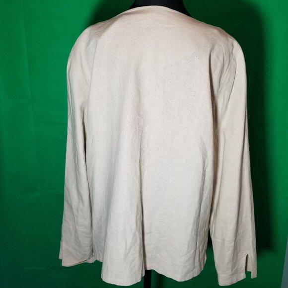 Norton Studio Womens XL Linen Shirt Button Down Long Sleeve Blouse Office City - Picture 3 of 8